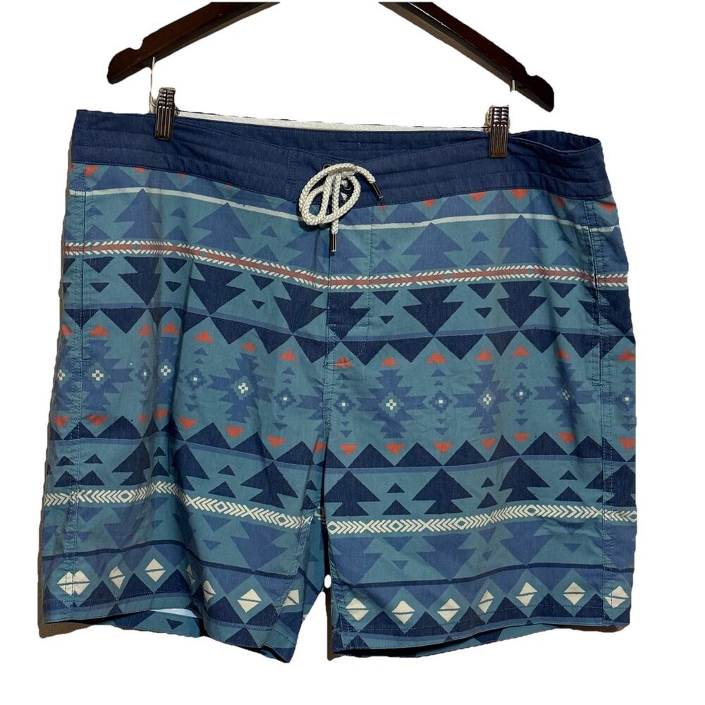 Faherty Doug Good Feather Boardshort (7" Inseam): Six Rivers Turquoise Size 40